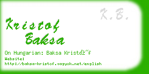 kristof baksa business card